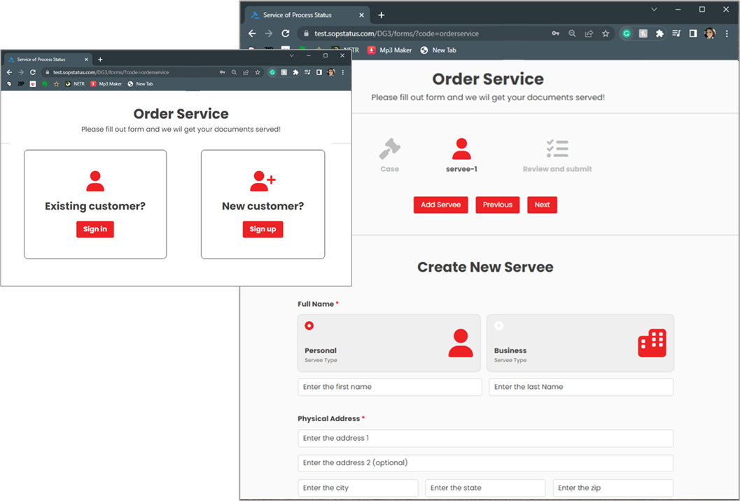 PST software for process servers job form